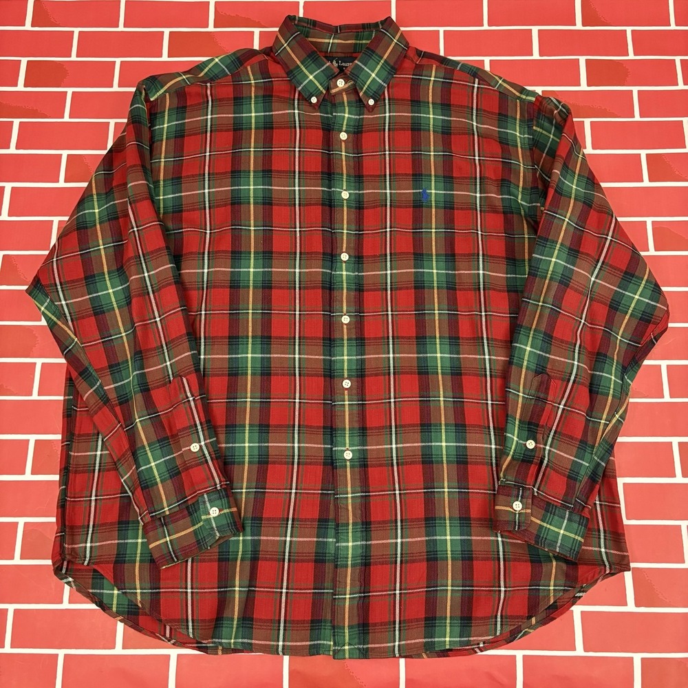 Ralph Lauren Blaire Shirt Men's XL Tartan Plaid Long Sleeve Button-Down
